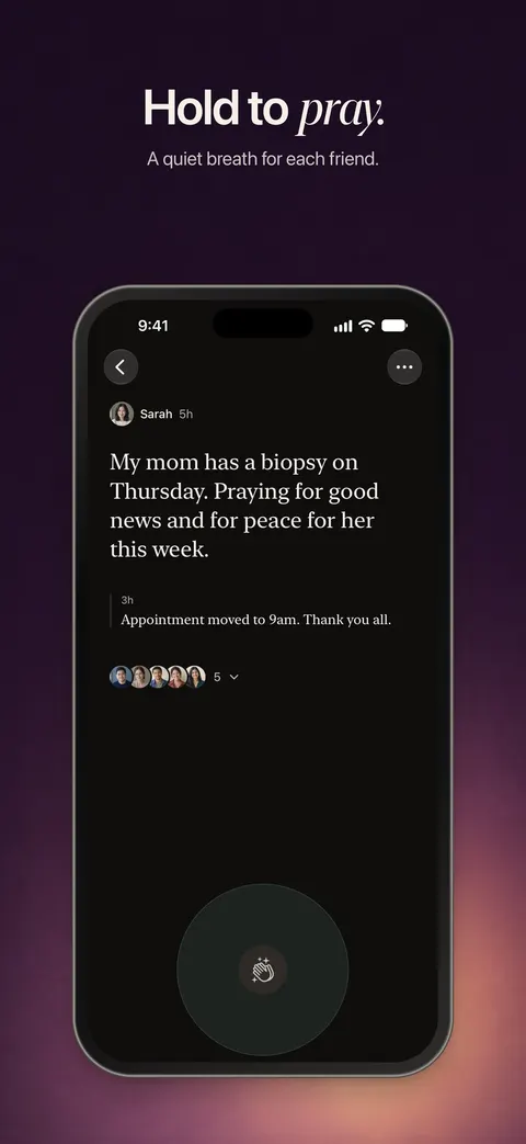 Holding to pray for a friend's request
