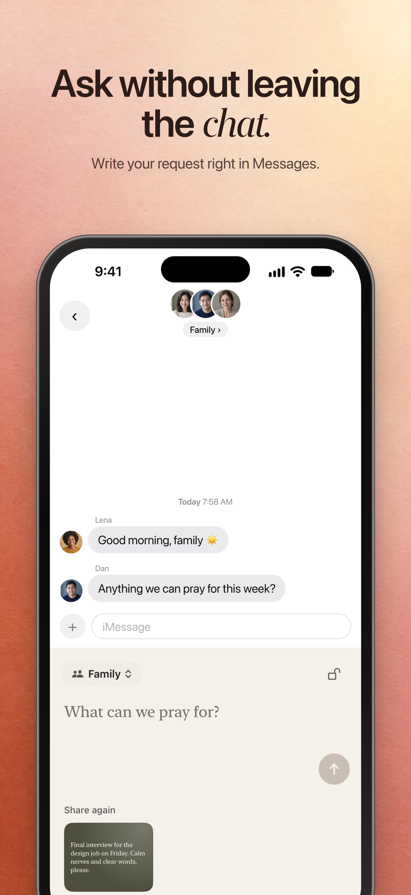 PrayerBoard screenshot, Messages 1