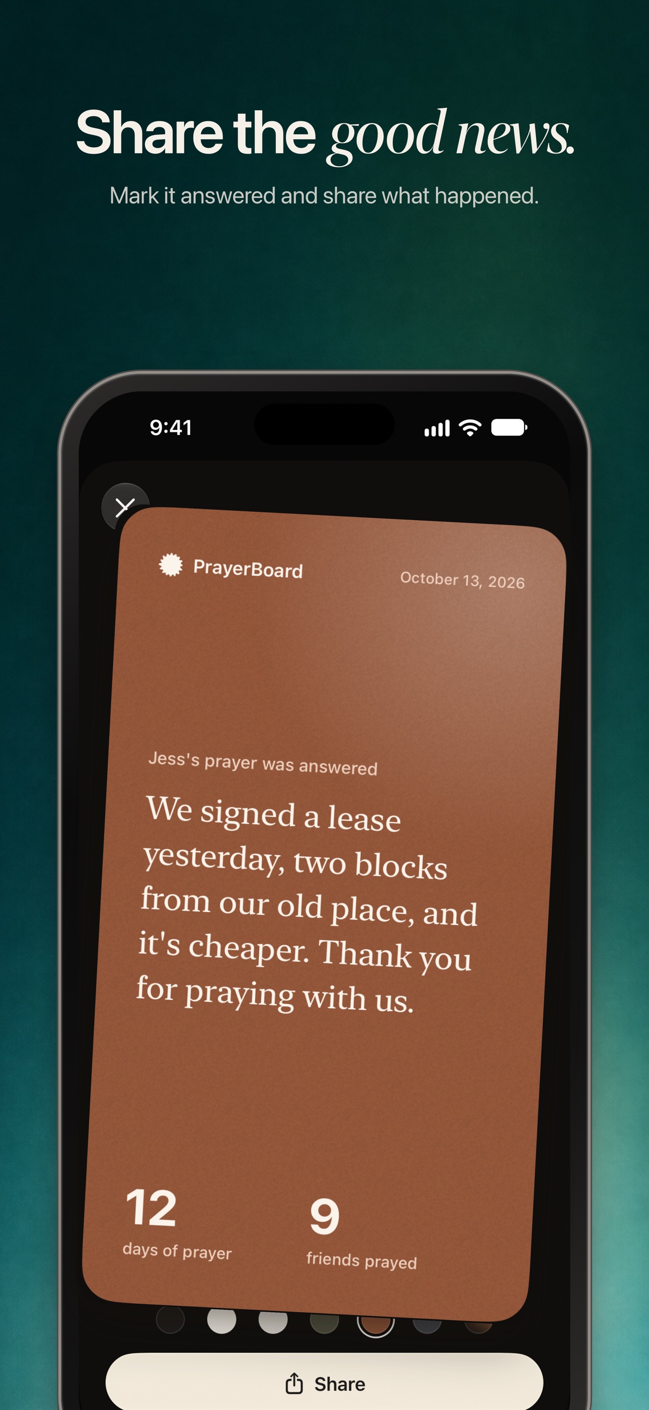 PrayerBoard screenshot, iPhone 6
