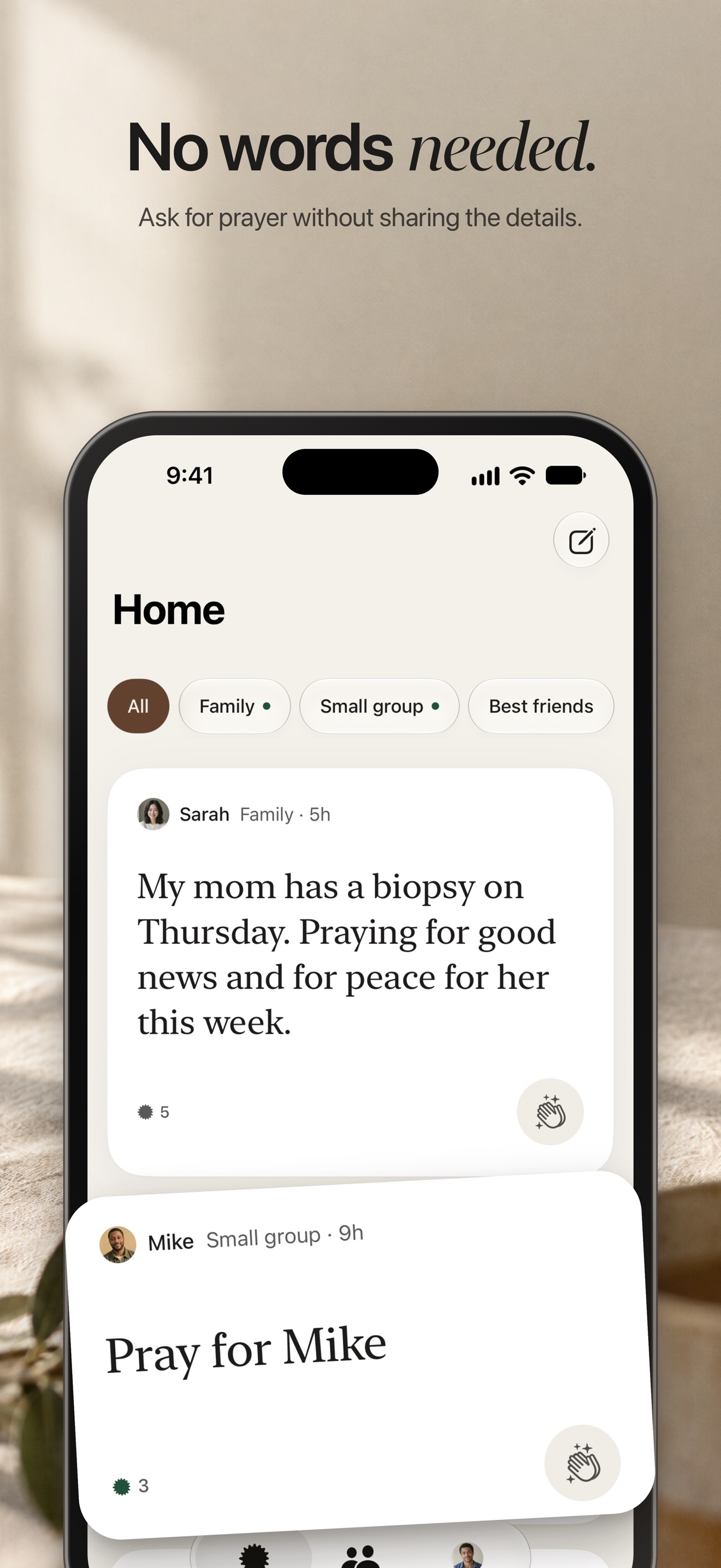 PrayerBoard screenshot, iPhone 7