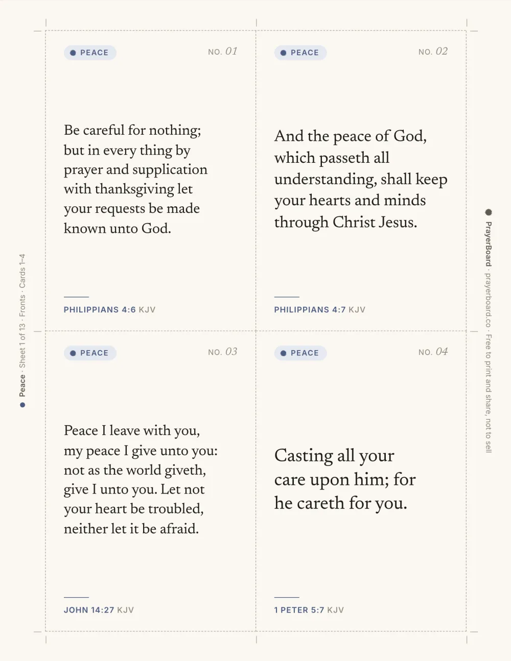 The first page of the 52 printable KJV scripture prayer cards, with printing steps, how to use the cards and a color key for the seven themes
